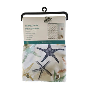 Transfer printed shower curtain, 180*180CM, waterproof, 90g/sqm, with metal grommets and lead weights, no C-hooks
